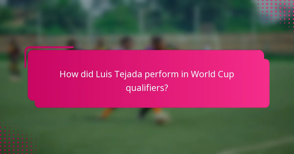 How did Luis Tejada perform in World Cup qualifiers?
