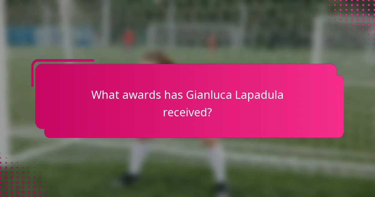 What awards has Gianluca Lapadula received?