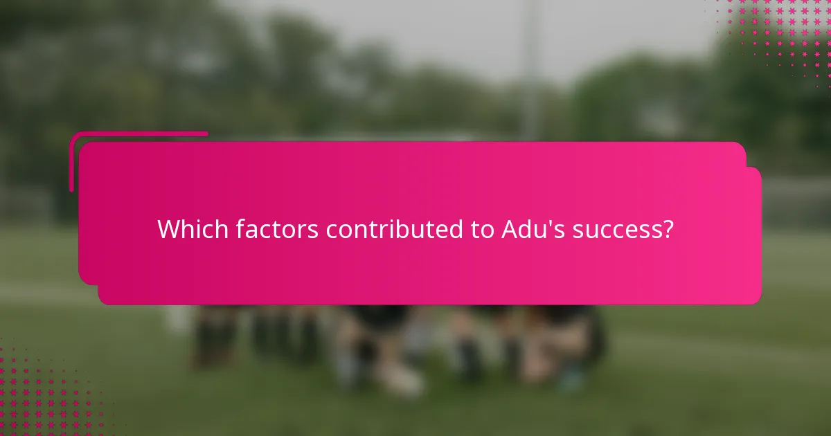 Which factors contributed to Adu's success?