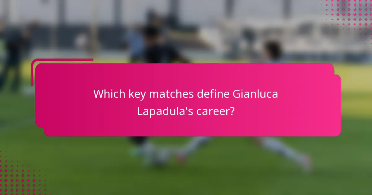 Which key matches define Gianluca Lapadula's career?
