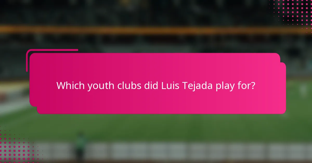 Which youth clubs did Luis Tejada play for?